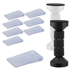 MONACO OLIVE 水平校正防滑家具調整腳墊 8p + 4段調節家具固定防滑墊 2件組, 1套, 透明(調整腳墊), 白色(固定墊), 黑色(固定墊)