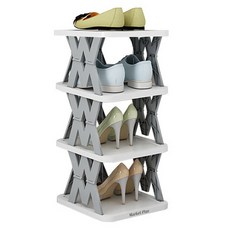 Market Plan Space 折疊式4層鞋架, 灰色, 1個