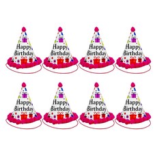 Party09 彩色尖頂帽, 桃紅色, 8個