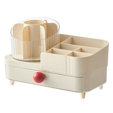 Red Cabinet 奶油色分隔收納多用途化妝品整理盒, 象牙白, 1個
