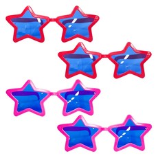 Party09 星星造型眼鏡4入組, 1套, 紅色, 紅色, 粉紅色, 粉紅色