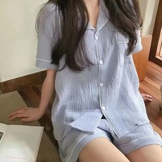 Eolipeul 女性涼感夏季居家服短袖睡衣上下套裝