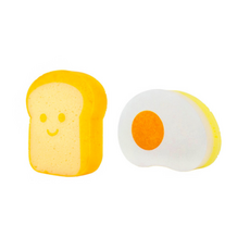 Momo森林 食物造型菜瓜布刷 雞蛋吐司, 1套