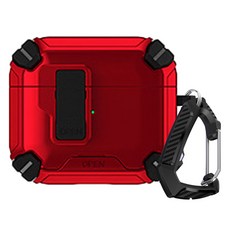 고지비 에어팟 1세대 / 2세대 비비파이 올인원 멀티 케이스 + 카라비너 세트, 레드(케이스), 1세트