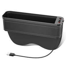 IYES 車用縫隙側邊收納袋 高速充電座椅支架 駕駛座, 黑色, 1個