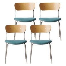 레나 무늬목 이지 클린 패브릭 카페 인테리어 식탁 의자, 그린, 4개