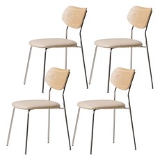 케티 PU가죽 애쉬 원목 카페 체어 인테리어 식탁 의자, 베이지, 4개