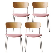 레나 무늬목 이지 클린 패브릭 카페 인테리어 식탁 의자, 핑크, 4개