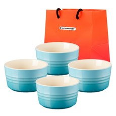 르크루제 라메킨 그릇 대 + 쇼핑백S, 4개, 라메킨 그릇 4p + 쇼핑백S, 캐리비안블루