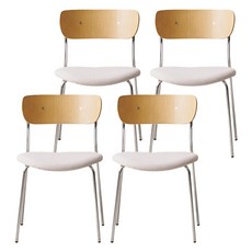 레나 무늬목 이지 클린 패브릭 카페 인테리어 식탁 의자, 아이보리, 4개