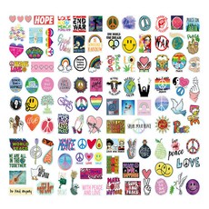 Eogane.com 可撕除貼紙 H 愛與和平 102款套組, 1套, 混合顏色