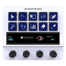 MONSTARGEAR TS10N4 韓文 直播控制器 YouTube 照片修圖 編輯 巨集 快捷鍵 鍵盤, 單一商品, 白色, 製造商軸