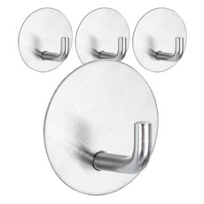 리빙홈디테일 강력 접착 스테인리스 고리 후크 원형 LHD-048, 실버, 4개
