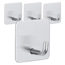 리빙홈디테일 강력 접착 스테인리스 고리 후크 사각 LHD-047, 실버, 4개