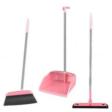 피크벤쳐스 미용실 청소 업소용 플라스틱 빗자루쓰레받기, 3종 핑크, 1세트