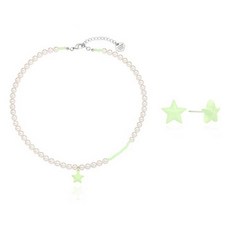 빈티지헐리우드 여성용 파스텔 스타 비즈 앤 펄 목걸이 + 귀걸이 세트 VH2335NE700B