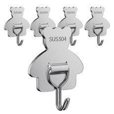 리빙홈디테일 스텐 강력 접착식 벽걸이 후크 LHD-051, 실버, 5개
