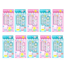 水晶造型軟Q迷你文具 粉色5入 + 藍色5入組, 1套, 粉色 + 藍色