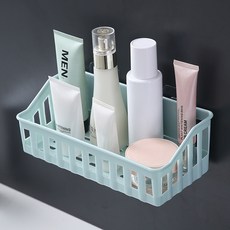 Mondspot 浴室迷你排水免鑽孔貼紙壁掛式收納籃 YY57533, 薄荷綠