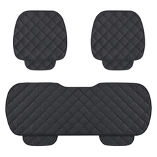 MYOWN CAR 超細纖維絎縫口袋車用坐墊3件組, 1套, 黑色