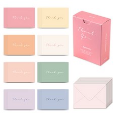 Monolike Thank You 浪漫訊息卡片 40張 + 信封 20個 套組, 1套, 混合顏色