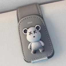 어반카 빤짝 곰돌이 선바이저 다용도 선글라스 클립, 그레이, 1개
