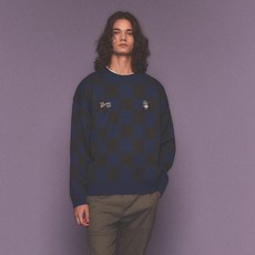 Beentrill NMC 棋盤格長袖針織衫 BA233KT007