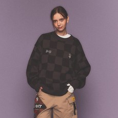 Beentrill NMC棋盤格長袖針織衫 BA233KT007