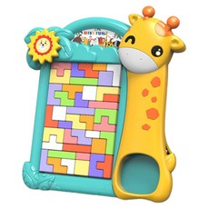 조이키즈 기린 테트리스 3D 블록칠판 3in1 숫자 동물빙고 큐브맞추기 입체퍼즐 보드게임 세트, 그린, 1개