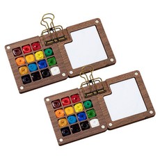 Make Mine 迷你水彩顏料 核桃木盒 壓克力盒 木質, 15格, 2個