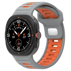 HAMATE Galaxy Watch Ultra 相容雙色矽膠環形錶帶, 1個, 灰橘色