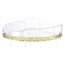 몬드스팟 욕실 무타공 코너 부착형 물빠짐 선반 거치대 YY57565, 투명골드, 1개