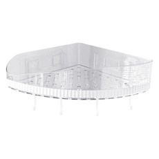 몬드스팟 욕실 무타공 코너 부착형 물빠짐 선반 거치대 YY57565, 투명, 1개