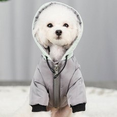 퍼피드림 강아지 로봇 컬러 패딩 점퍼 00116, 그레이, 1개