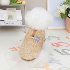 Puppy Dream 狗狗柔軟刷毛環扣背心 00132, 米色