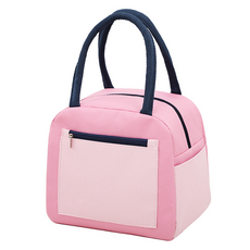 Topia 撞色口袋便利保冷便當袋, 粉紅色, 1個