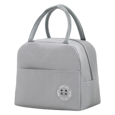 탑피아 간편한 쿨러백 600D 베어 로고 도시락 가방, 그레이, 1개