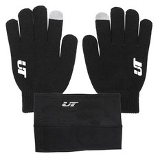 UNDER TECH 防滑觸控針織手套 雙手適用 + 刷毛運動頸圍套組 UTZ911T_UTN911, 1套, 黑色