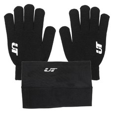 Under Tech防滑針織手套雙手穿戴+絨毛運動員圍脖組合 UTZ911_UTN911, 1組, 黑色