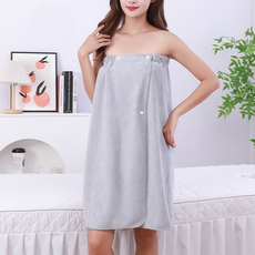 INART 女款防滑落扣環式浴袍, 1個, 淺灰色