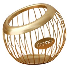 Mabsoshop 居家咖啡館風格鐵製膠囊咖啡收納盒 YK100, 金色, 1個