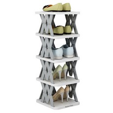 Market Plan 空間折疊式5層層架鞋櫃, 灰色, 1個