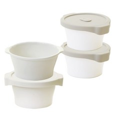 Iwooa 溫感陶瓷密封微波爐飯碗 2款 x 2入組, 1套, 象牙白, 現代米色