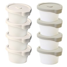 Iwooa 溫感陶瓷密封微波爐飯碗 4款 x 4入組, 1套, 象牙白, 摩登米色