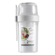 SEAL LOCK Happywithus 3合1醬料罐沙拉雙層便當盒 310ml + 760ml + 叉子組, 1套, 混合顏色