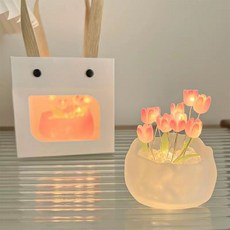 모스틱 DIY 튤립 바구니 LED 무드 장식등 9개꽃, 핑크(꽃) + 화이트(컵)