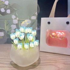 Mostick DIY 鬱金香花籃 LED 氣氛裝飾燈 16朵花, 藍色(花) + 白色(杯)