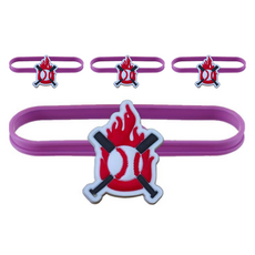 微笑棒球隨行杯玻璃杯識別標記鏈, 4個, 棒球6