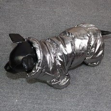 狗狗亮漆面刷毛連帽連身衣 00112, 銀, 1個