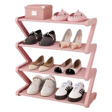 맙소샵 지그재그 조립식 인테리어 4단 신발정리대 HR003, 핑크45 메쉬타입, 1개